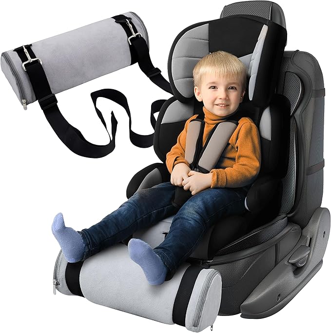Kalnweis Car Seat Foot Rest,Car Seat Foot Rest for Kids-Booster Seat Foot Rest-Convenient Car Accessories for Kids - Supportive Car Seat Pillow for Toddlers - Long Adjustable Strap (Gray)
