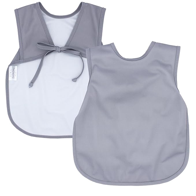 BapronBaby Minimalist Slate Bapron - No Neck Tie Safer Bib for Baby & Toddler - Soft Waterproof Stain Resistant - Machine Washable - Sz Baby/Toddler 6m-3T