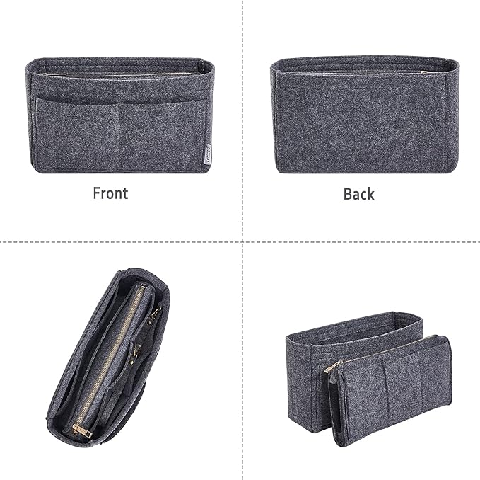 Vercord Felt Organizer Insert For Purse Handbag Tote Bag In Bag Inside Shaper Divider Neo Dark Grey Slender Medium