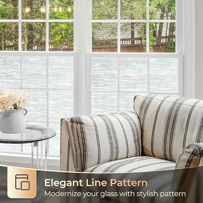 rabbitgoo Window Privacy Film, Frosted Glass Window Film Static Cling Covering, Non Adhesive Privacy Clings Vinyl, Removable Frosting Sticker for Home Decoration, White, 35.4 x 118.1 Inches
