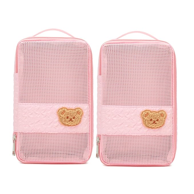 Diaper Bag Organizer Pouches - 2 Pack, Small Diaper Bag Mini Purse, Travel Baby Bag for Boys & Girls, Pink