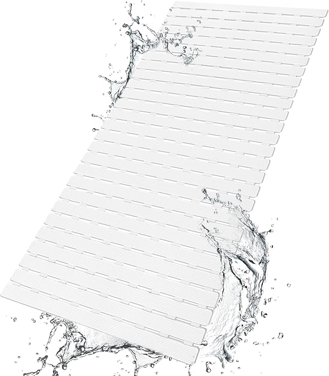 BEMISO Shower Mat Non Slip Bathtub Mat with Suction Cups and Drain Holes 37.4 x15.7 Inch Bath Mat for Tub & Shower.Easy Dry,Easy to Cut,Eco-Friendly