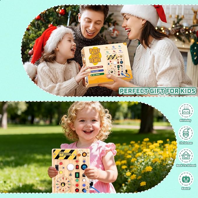 Grarain Busy Board for Toddlers - Montessori Educational Toy for 1-3 Year Old Boys & Girls | Travel-Friendly Sensory Learning Activity | Ideal for Kids with Autism(Clocks Busy Board)