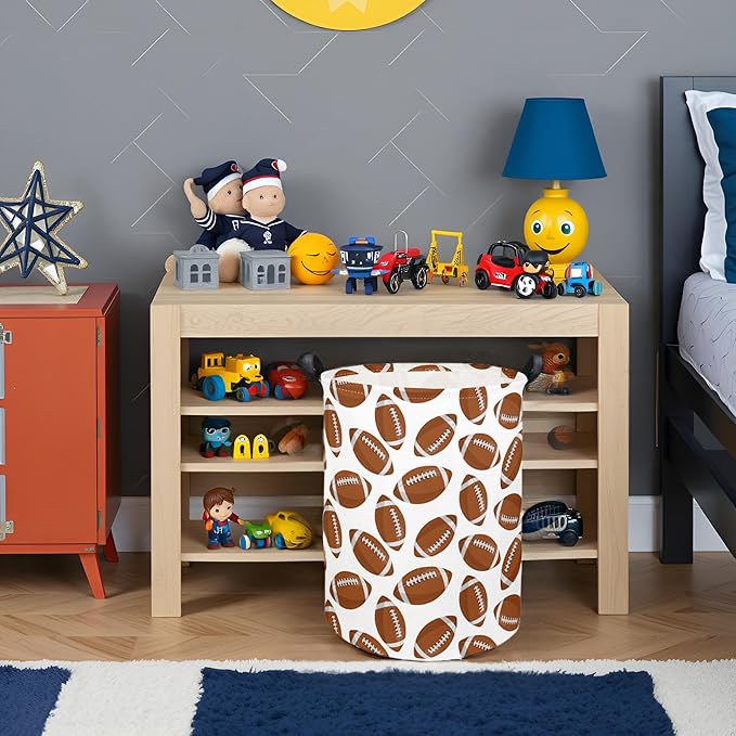 Kids Laundry Basket Baby Hamper Footballs Toy Storage Bin for Boys Room Decor Baby Nursery Hamper Gift Baskets for Bedroom Bathroom(Footballs)