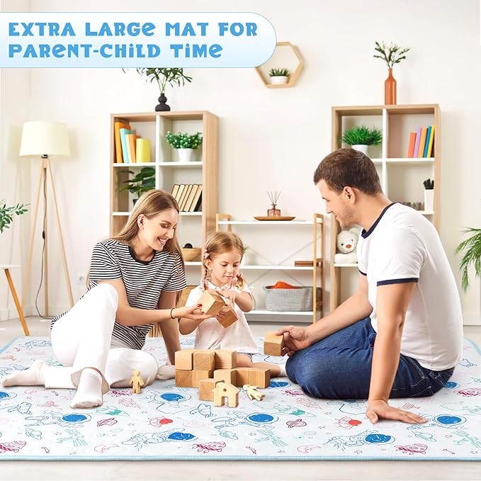 Baby Play Mat, Toodler Floor Mat 59 x 71 inch, Extra Thick Foam Non-Slip Washable,Crawling Cushion for Tummy Playing