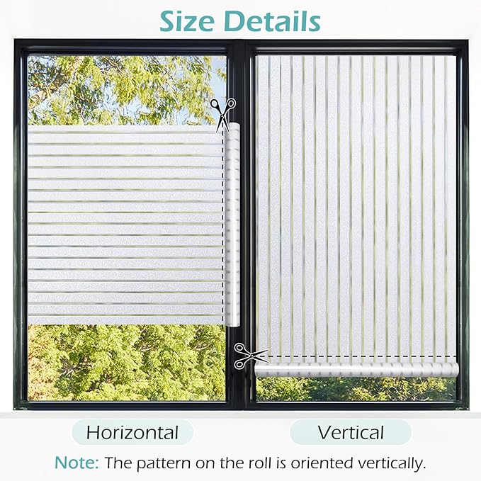 DOWELL Window Privacy Film, Frosted Glass Window Film, Static Cling Glass Vinyl, Heat Blocking Frosting Coverings, Removable Door Stickers for Home Office, Non-Adhesive, Reusable, 35.4 x 78.7 inches