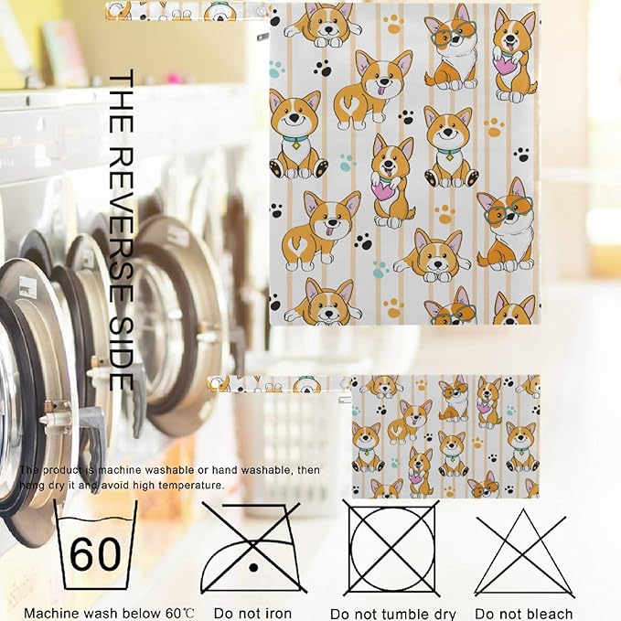 visesunny Corgi Dog 2Pcs Wet Bag with Zippered Pockets Washable Reusable Roomy for Travel,Beach,Pool,Daycare,Stroller,Diapers,Dirty Gym Clothes, Wet Swimsuits, Toiletries