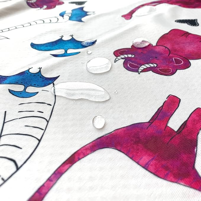JumpOff Jo - Large Baby Splat Mat for Under High Chair, Booster Seat, Tabletop, Food Catcher - Protect Floor and Carpet from Spills & Crafts - Waterproof and Washable (Pink Dinosaur)