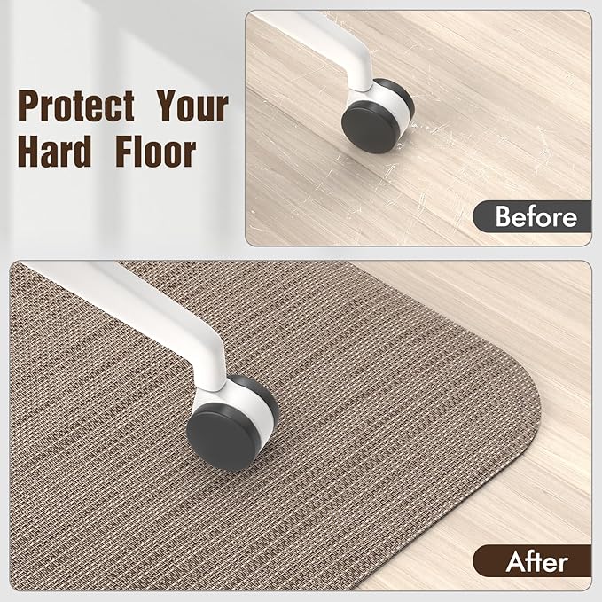 Blvornl Office Chair Mat for Hardwood Floor, 50" x 63" Desk Chair Mat for Hard Wood and Tile Floor, Large Anti-Slip Hard Floor Protector Rolling Chair Mat, PVC Mat Desk Rug for Office Home, Dark Brown