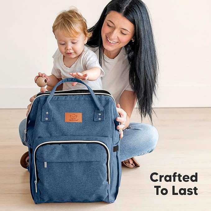 KeaBabies Baby Diaper Bag Backpack - Large Baby Bag for Boys, Girls, Waterproof Multi Function Travel Diaper Backpack with Changing Pad, Durable Travel Essentials for Moms and Dads (Navy Blue)