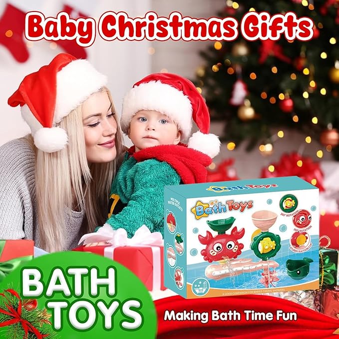 Baby Bath Toys for Kids Ages 1-3, Crab Bathtub Water Toys for Toddler 2-4, Mold Free Bath Toys W/ Suction Cup for Babies 6-12 Months Boys Girls Infant Gifts (Pink)