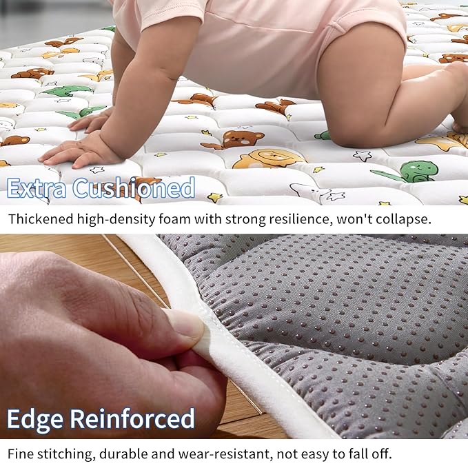 Premium Baby Play Mat 36" X 36", Thicken Foam One-Piece Crawling Mat, Non-Slip Cushioned Baby Playmats for Infants, Babies, Toddlers, Foldable and Machine Washable