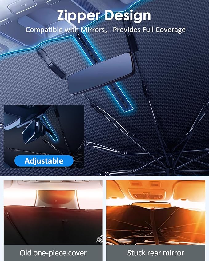 Car Windshield Sun Shade Umbrella, Car Sun Shade Windshield for Auto Trucks Sedan SUV Keeps Vehicle Cool Heat Insulation-Medium-04