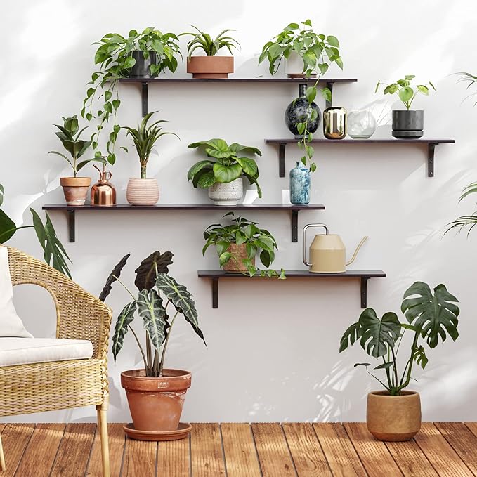 DINZI LVJ Long Wall Shelves, 39.4Inch Wall Mounted Shelves Set of 2, Extra Large Floating Storage Ledges with Sturdy Metal Brackets for Living Room, Bathroom, Bedroom, Kitchen, Espresso