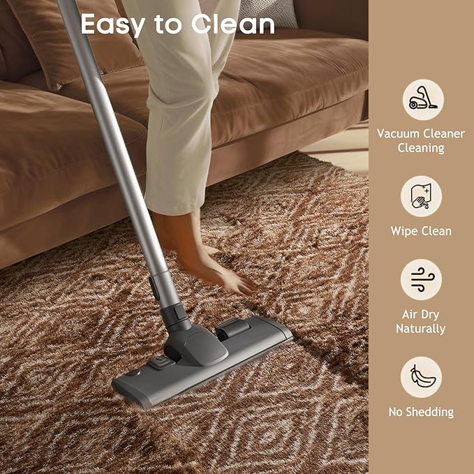 Ophanie Area Rugs for Bedroom Living Room,Color Brown and White,Size 5' x 7',Shape Rectangular