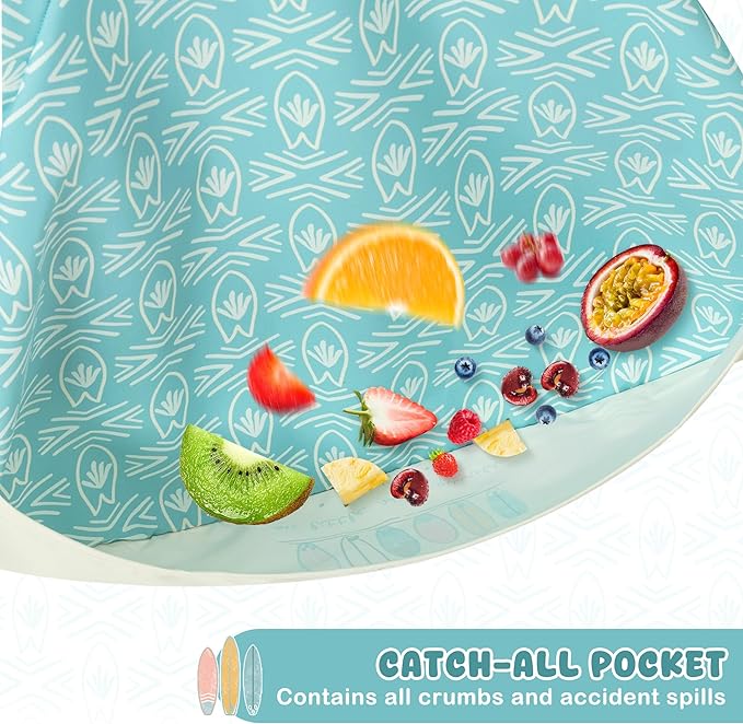 Little Dimsum Mess-Proof Baby Bibs|Infant Toddler Long Sleeve Waterproof Feeding Smock|Catching Food & Wipe Clean