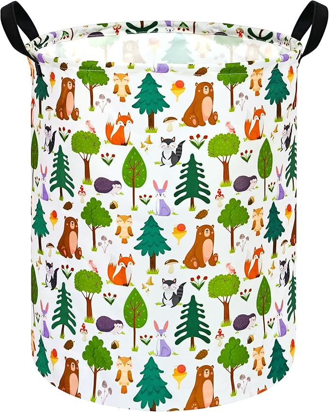 MAIZMZ Kids Animal Laundry Basket Nursery Hamper Storage Bins Gift Basket Clothes Organizer Toy Box Large Canvas Collapsible Chest for Home/Dorm/Kitchen/Pet/Office/Closet/Shelf/Room Decor