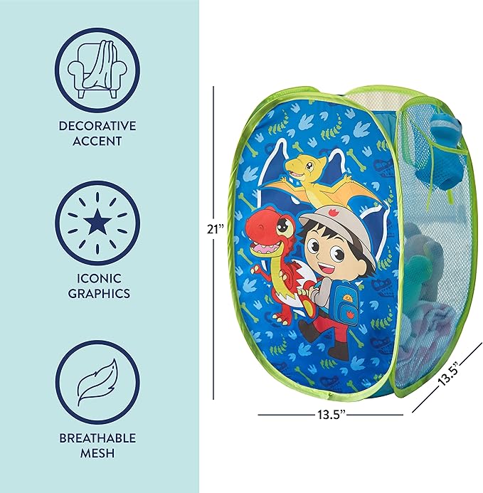 Ryans World Pop Up Laundry Storage Hamper with Durable Carry Handles, 21" H x 13.5" W X 13.5" L