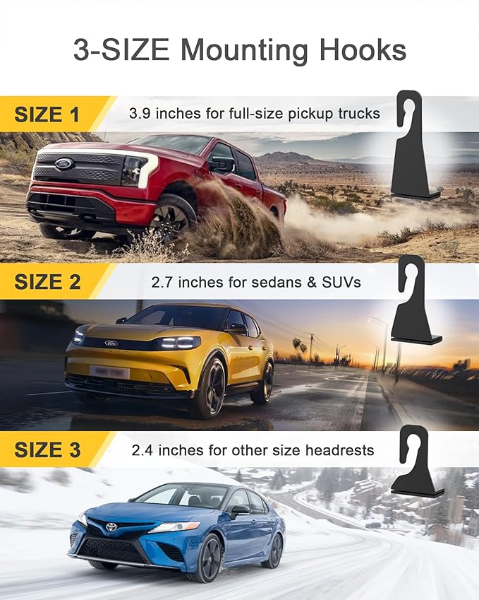 Headrest Cup Holder for Back Seat, Stable Spill-Resistant Drink Holder with Hooks for Bags, Fits 50oz Bottles, Compatible with Sedans, SUVs, and Trucks 2 Pack