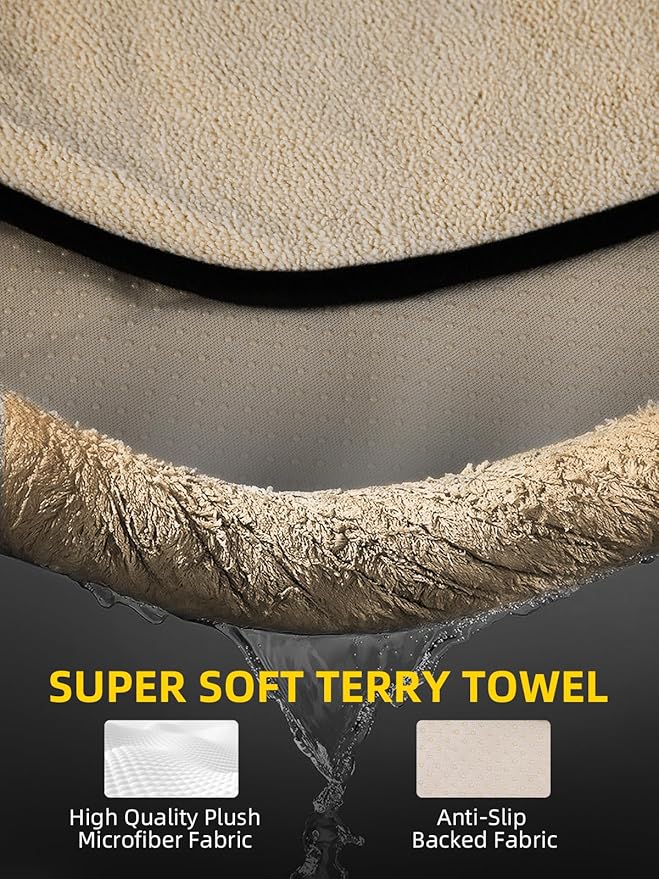 ZIMABLUE Towel Seat Cover - Waterproof Terry Cloth Front Seat Protector for Gym and Beach, Sweat-Absorbent, Non-Slip(Beige,1 Pack)