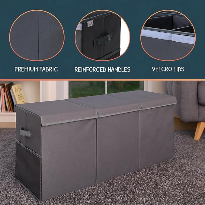 SoftOwl Extra Large Toy Storage Organizer with Lid - Sturdy, Collapsible Toy Chest Storage Box Design - Toys Bin with Dividers for Kids, Nursery, Bedroom, Playroom 37"x16"x14"