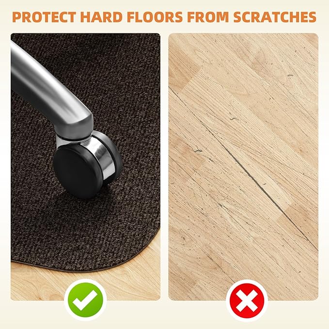 Office Chair Mat for Hardwood and Tile Floor, 48" x 36" Computer Desk Chair Mats, Anti-Slip Mat for Rolling Chair, Large Floor Protector for Home Office, Coffee Color