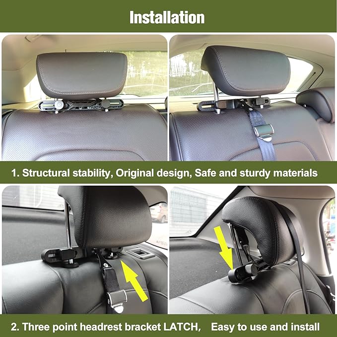 Universal Car Headrest Mount Bracket ISOFIX Latch, Car Child Seat Restraint Anchor Mounting Kit for ISOFIX Latch Headrest Bracket 248*29*58mm, Black