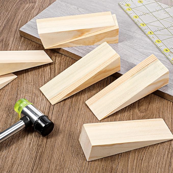 Wooden Door Stop Stopper Shims, 20 Pack Solid Non-Slip Doorstop Firefighter Wood Doors Stopper Wedge Triangle Wood Block Security Doors Stoppers for Bottom of Tile Concrete Carpet Wooden Floor