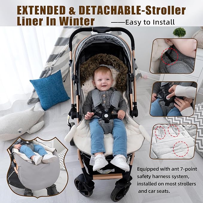 LAT Baby Warm Bunting Bag Universal,Extended and Removable,Stroller Sleeping Bag Cold Weather,Waterproof Toddler Footmuff