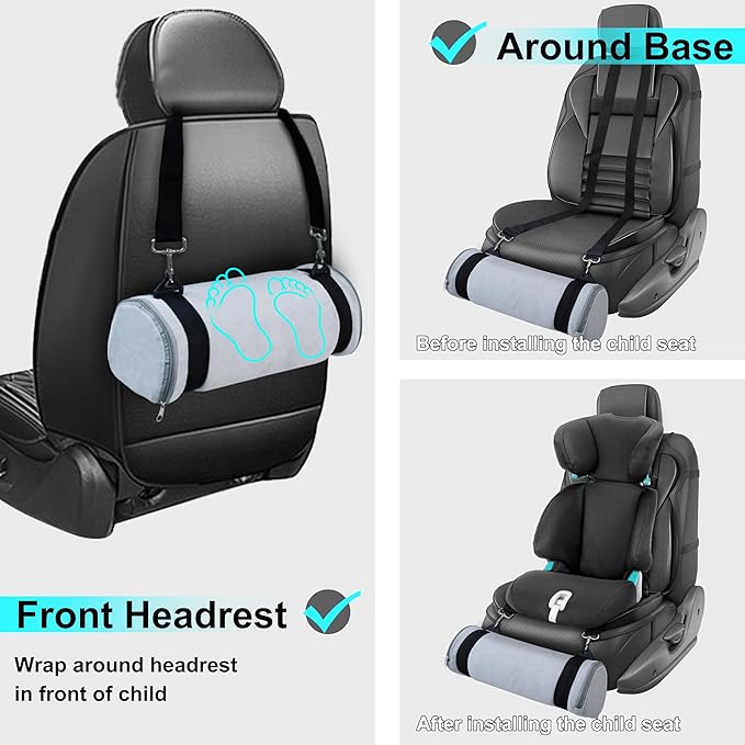 Kalnweis Car Seat Foot Rest,Car Seat Foot Rest for Kids-Booster Seat Foot Rest-Convenient Car Accessories for Kids - Supportive Car Seat Pillow for Toddlers - Long Adjustable Strap (Gray)