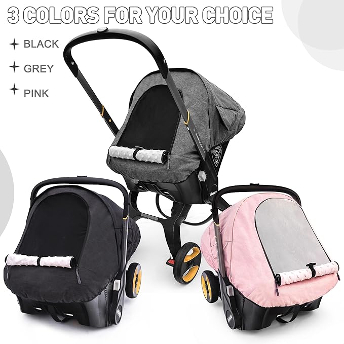 Waterproof Baby Car Seat Cover Compatible with Doona Car Seat and Stroller,Patented Windproof Car Seat Canopy for Boys & Girls, Keeps Babies Warm and Coz(Gray)