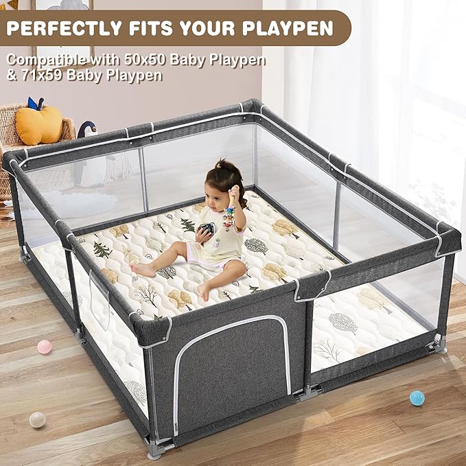 Baby Play Mat 71x59, Extra Large&Thick Baby Floor Play Mats, Foldable Padded Play Mat for Baby Crawling