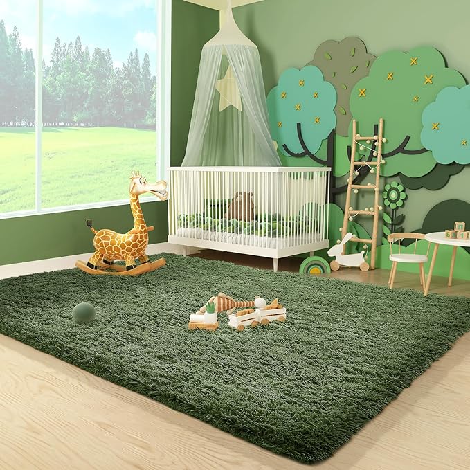 Ophanie Area Rugs for Bedroom Living Room,Color Grey Green,Size 3' x 5',Shape Rectangular