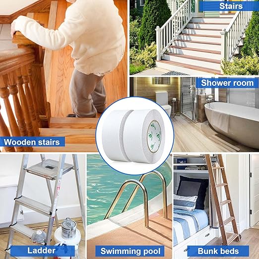 BOMEI PACK Anti Slip Traction Tape,2 Inch x 32.8 Ft,Heavy Duty Non Slip Tape,Grip Tape for Stairs, Tread Step, Indoor & Outdoor Use,Waterproof Stairs Non Skid Treads (Transparent)