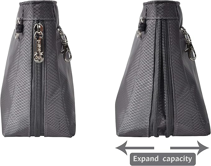 Vercord Expandable Nylon Handbag Purse Organizer Insert Liner Shaper Bag in Bag Dark Grey Medium