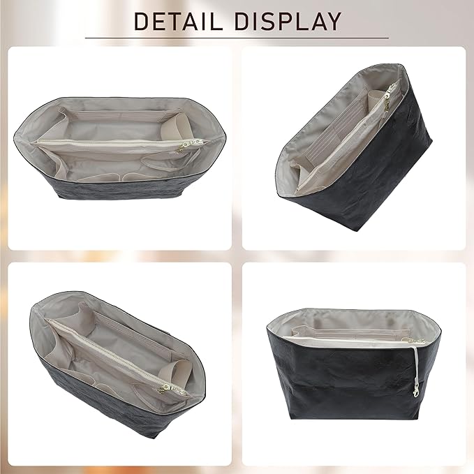Doxo Purse Organizer Insert Compatible with Longchamp Le Pliage S Handbag and More, Lightweight Waterproof Handbag Organizer Bag Insert Shaper for Small Purse(Black-white, S)