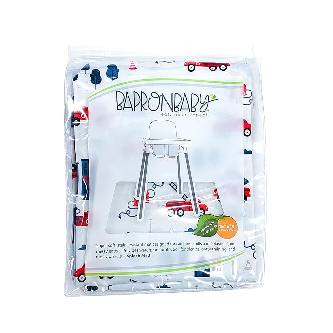 BapronBaby Be Brave Firefighter Splash Mat - Waterproof Catch-All for Under High Chairs, Floors, Tables, Playtime or Arts & Crafts - Machine Washable - 45" x 45”