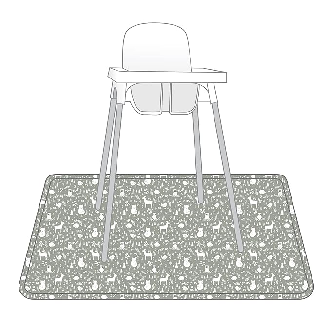 BapronBaby Forest Friends Splash Mat - Waterproof Catch-All for Under High Chairs, Floors, Tables, Playtime or Arts & Crafts - Machine Washable - 45" x 45”