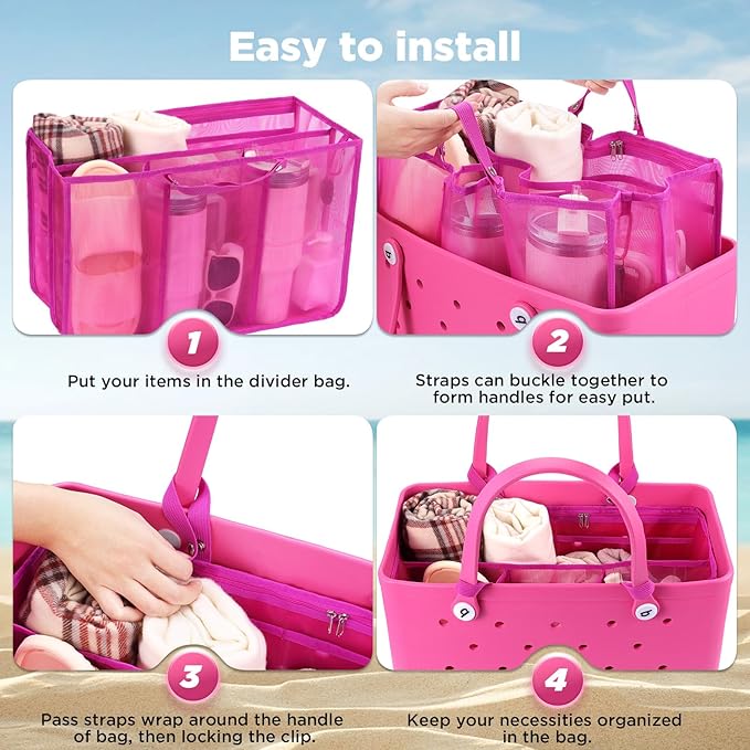 OUTXE Beach Bag Organizer Compatible with X Large Bogg Bag Accessories Inserts, Lightweight Mesh Insert Divider Pouch for Original XL Bogg Bags, Beach Tote Bags Insert for Organizing