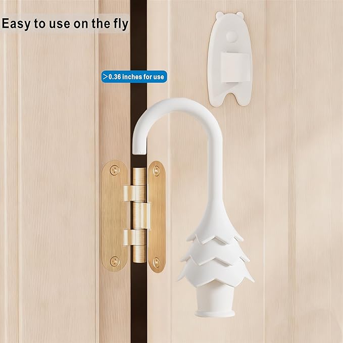 YOFENZO Christmas Tree Hanging Silicone Door Pinch Guard and Anti Door Slam Stopper,Child Safety Finger Pinch Guard,Baby Proofing Doors to Keep Door Open Stop Door from Slamming(2 PCS White)