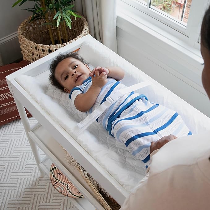 Ingenuity Contoured Changing Pad – Includes Waterproof Changing Liner and Safety Fastening Strap with Quick-Release Buckle