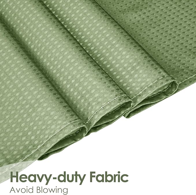 MitoVilla Sage Green Ombre Waffle Small Stall Shower Curtain 36 x 72, Half Size Fabric Narrow Shower Curtains for Bathroom Decor, 36 inch Weighted Shower Curtain Set with Plastic Hooks