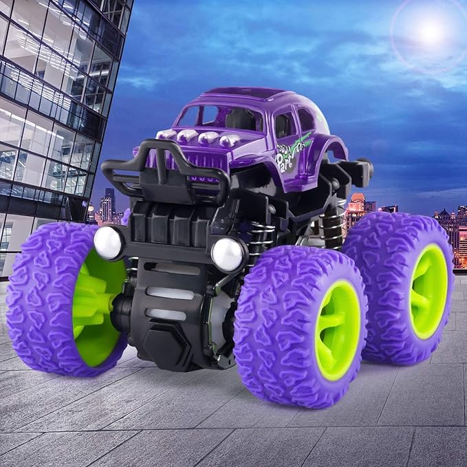 ANAOER 4 Pack Monster Trucks Toys for Boys 3 4 5 6 Year Old, Friction Powered Pull Back Car Toys for Toddlers Kids Ages 3-5-7, Best Birthday Christmas Party Gift for Boys and Girls