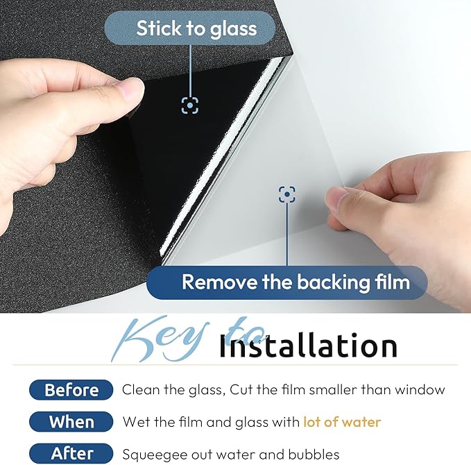 rabbitgoo Blackout Window Film, Sun Heat Blocking Privacy Cover for Glass, Removable Opaque Room Darkening Dark Black Out Window Covers Tint Shades for Home Day Sleep Light Blocker 29.5 x 157 Inches