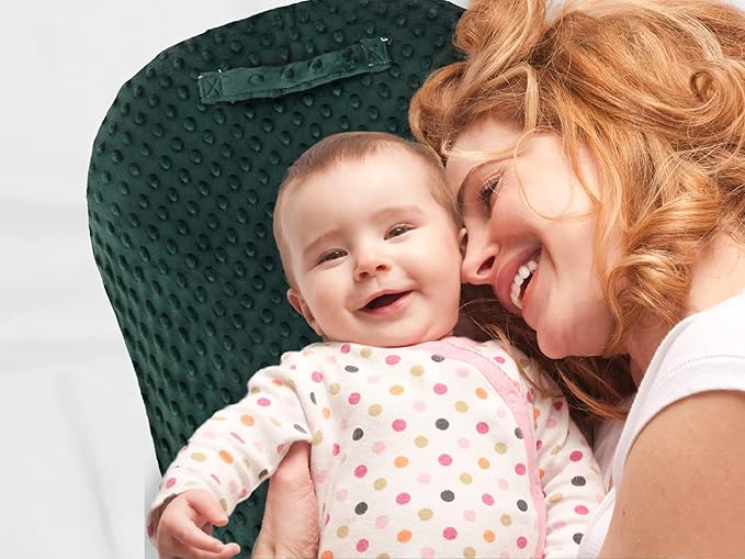 Mila Millie Water Resistant Removable Cover for Newborn Lounger | Minky Sensory Touch Slipcover for Baby Floor Seat | Premium Quality Soft Wipeable Fabric | Hypoallergenic (Forest)