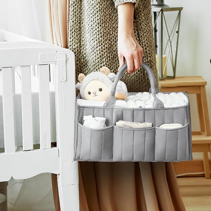 Ankyle Starry Sky Grey Diaper Caddy Organizer with Handles & Removable Dividers,Diaper Bag,Car Diaper Caddy,Stylish Diaper Organizer Basket & Tote for Easy Storage