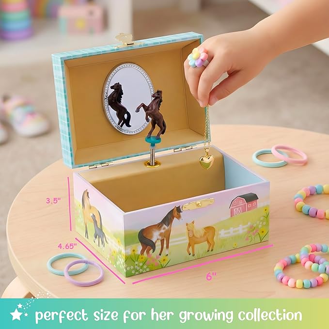 Giggle & Honey® Musical Horse Jewelry Box for Girls | Music Boxes for Little Girls | Toddler Jewelry Box for 4 Year Old Kids | Toys for Toddlers | Birthday Gifts for Kids 5, 6, 7, 8, 9 Years