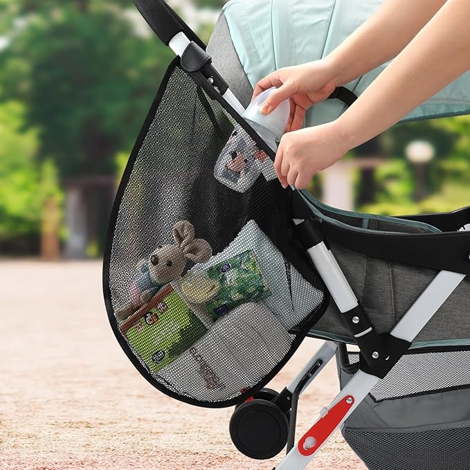 Accmor Universal Stroller Organizer, Side Sling Stroller Organizer, Mesh Cargo Net Stroller Storage Caddy, Stroller Bag Accessories Fits for Uppababy, Nuna, Baby Jogger, Britax, Doona Strollers