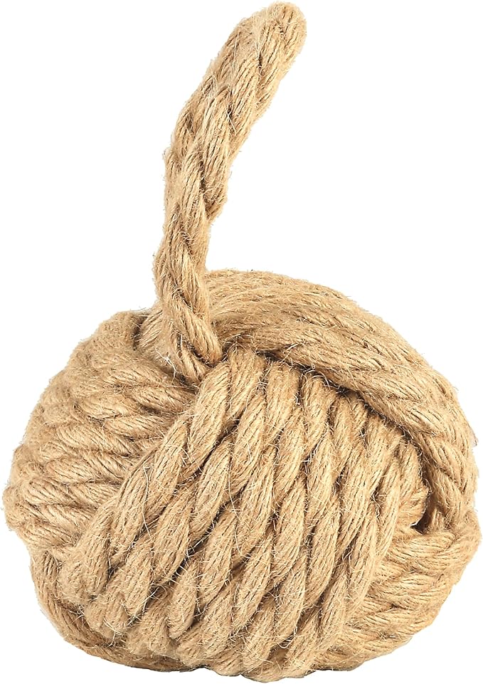 Creative Co-Op Nautical Rope Knot Decorative Cotton Door Stop, Natural