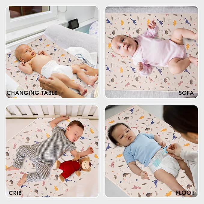 Vegan Leather Baby Changing Mat - Wipeable Portable Changing Pad, Foldable Travel Changing Mat for Baby, Newborns Toddlers Shower Gifts (Dinosaur,20"*28")